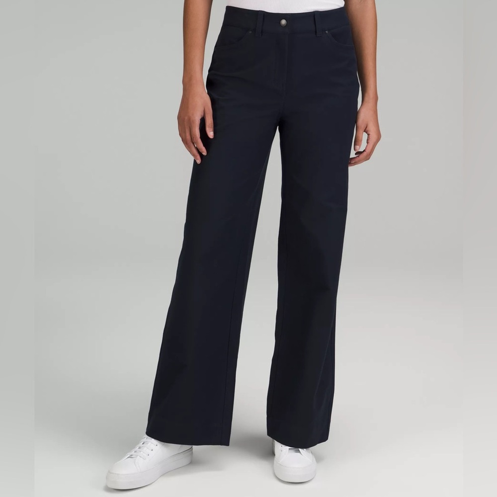 NWOT Lululemon City Sleek Black Wide-Leg Work Trousers Size 10